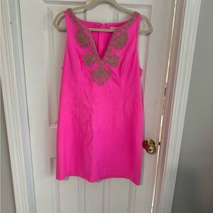 Lilly Pulitzer Hot Pink Embellished Sleeveless Shift Tunic